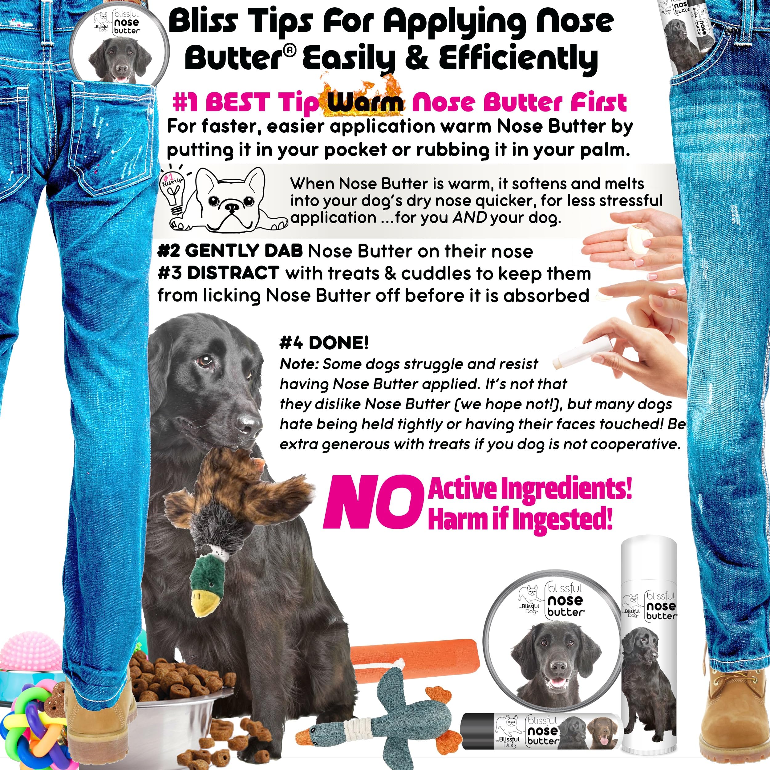 The Blissful Dog Flat-Coat Retriever Unscented Nose Butter - Dog Nose Butter, 0.15 Ounce
